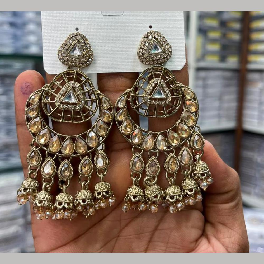 Manisha Jewellery Designer Crystal Stone And Pearl Jhumki Earrings