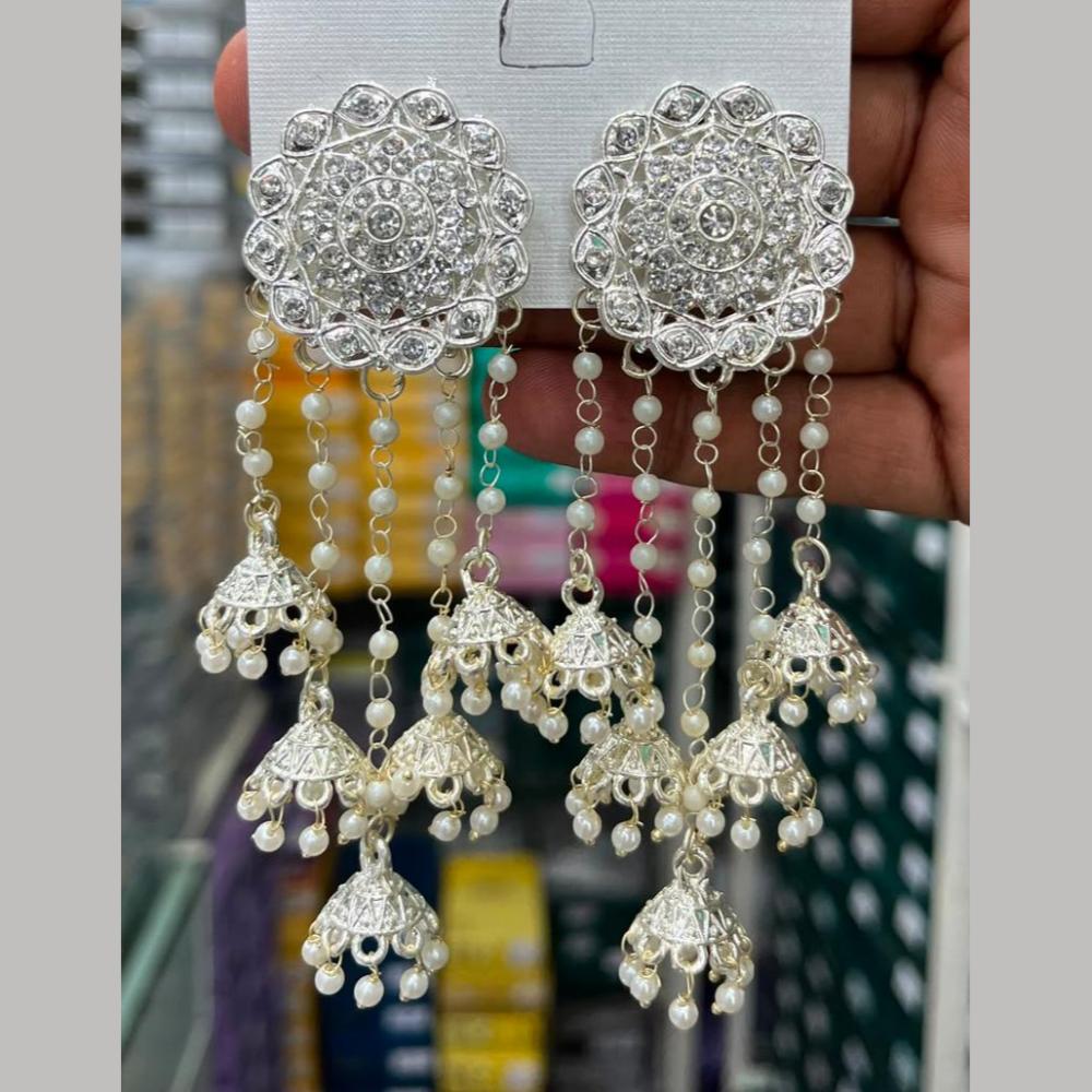 Manisha Jewellery Designer Austrian Stone And Pearl Jhumki Earrings