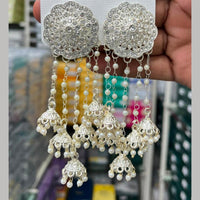 Manisha Jewellery Designer Austrian Stone And Pearl Jhumki Earrings