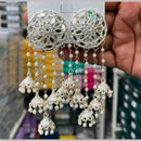 Manisha Jewellery Designer Mirror And Pearl Jhumki Earrings