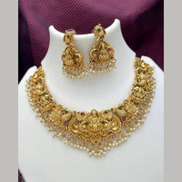Manisha Jewellery Premium Pota Stone And Pearl Temple Necklace Set