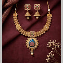Manisha Jewellery Premium Pota Stone And Pearl Meenakari Necklace Set