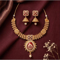 Manisha Jewellery Premium Pota Stone And Pearl Meenakari Necklace Set