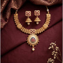 Manisha Jewellery Premium Pota Stone And Pearl Meenakari Necklace Set