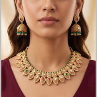 Manisha Jewellery Premium Pota Stone And Pearl Necklace Set