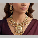 Manisha Jewellery Premium Pota Stone And Pearl Meenakari Necklace Set