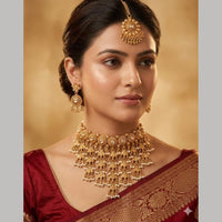 Manisha Jewellery Premium Pota Stone And Pearl Choker Necklace Set