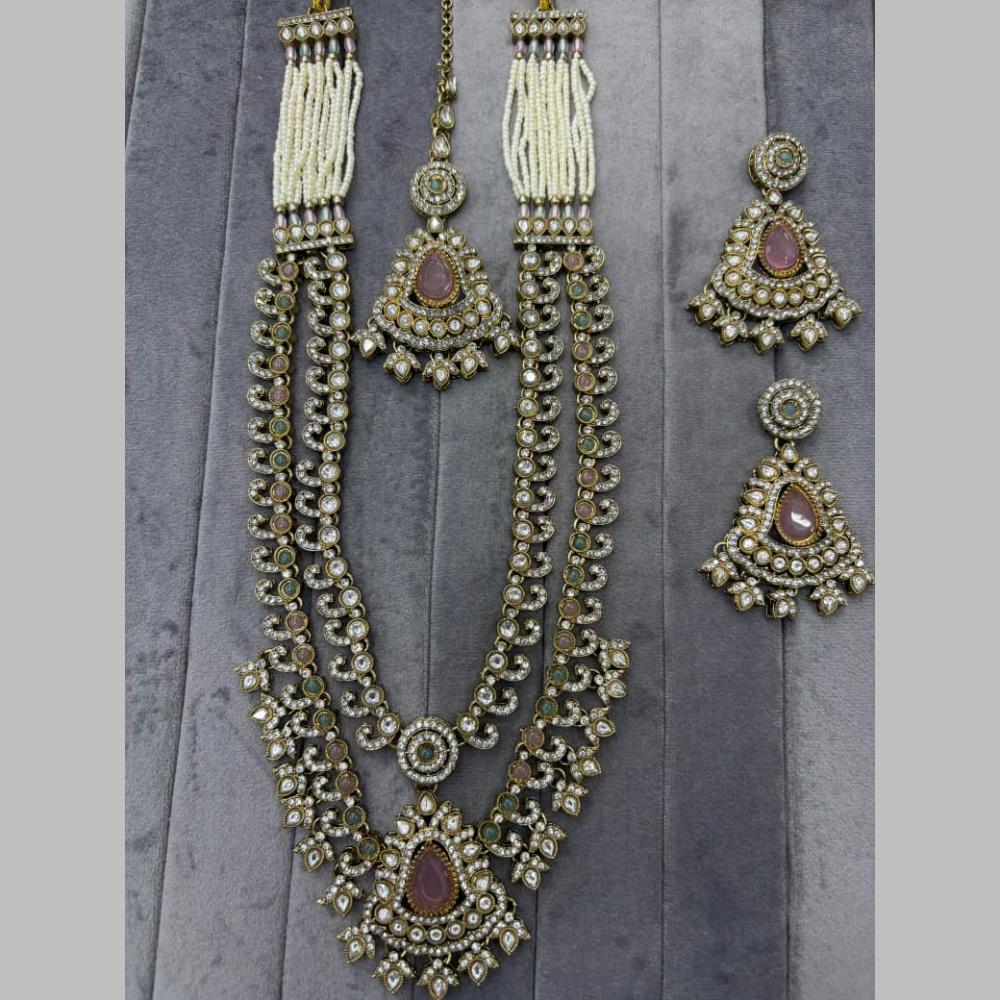 Manisha Jewellery Premium Pota Stone And Pearl Long Necklace Set