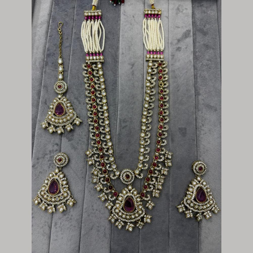 Manisha Jewellery Premium Pota Stone And Pearl Long Necklace Set