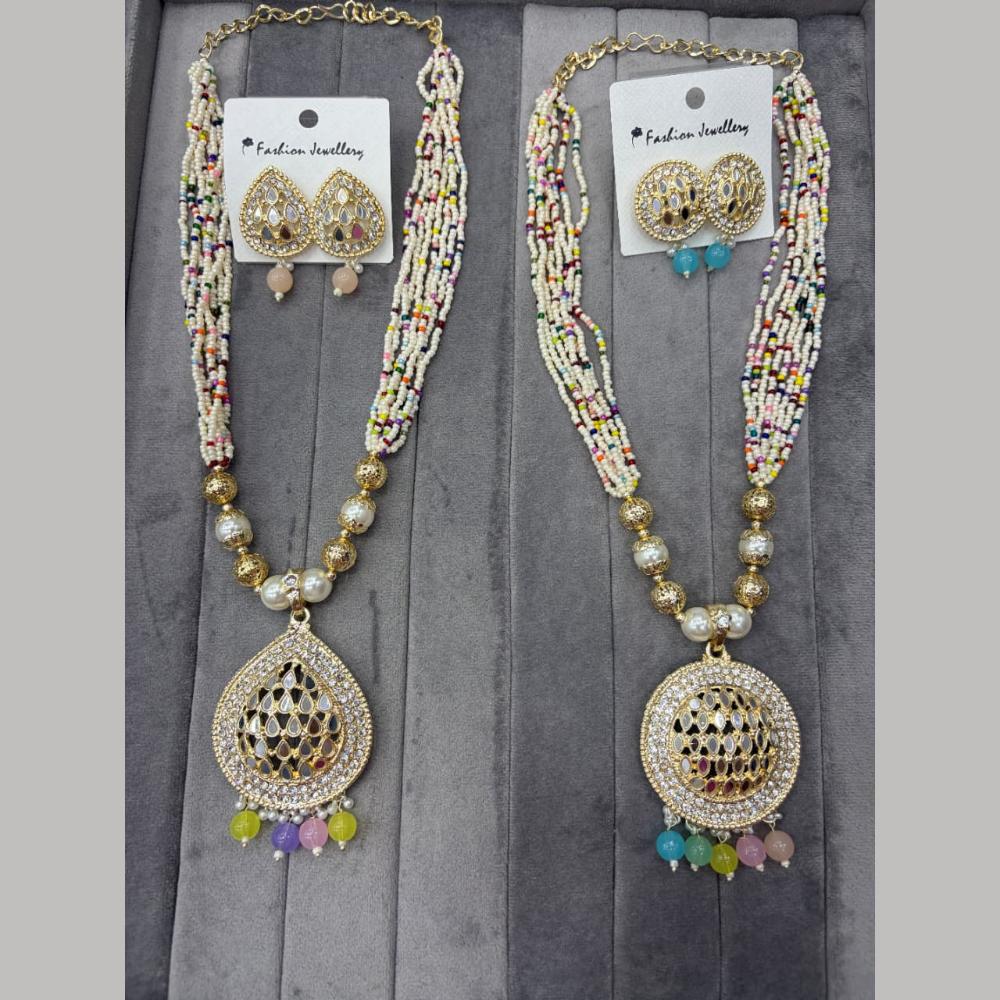 Manisha Jewellery Heritage Kundan Stone And Pearl Meenakari Necklace Set