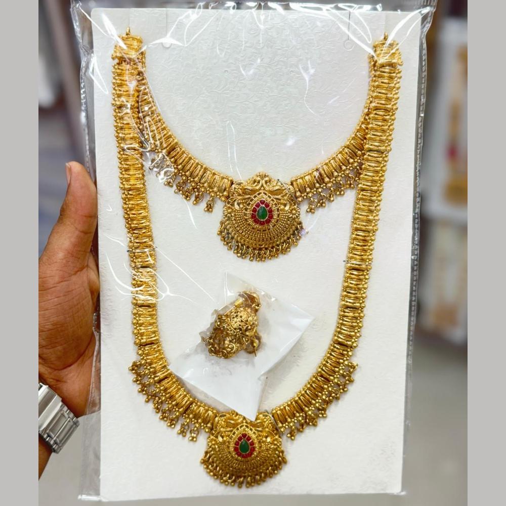 Manisha Jewellery Luxury Pota Stone And Pearl Double Necklace Set