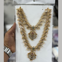 Manisha Jewellery Luxury Pota Stone And Pearl Double Necklace Set