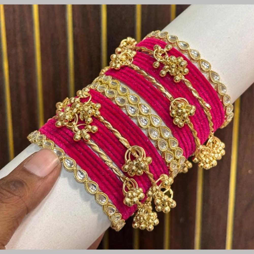 Manisha Jewellery Luxury Kundan And Pearl Kashmiri Chuda Bangles Set
