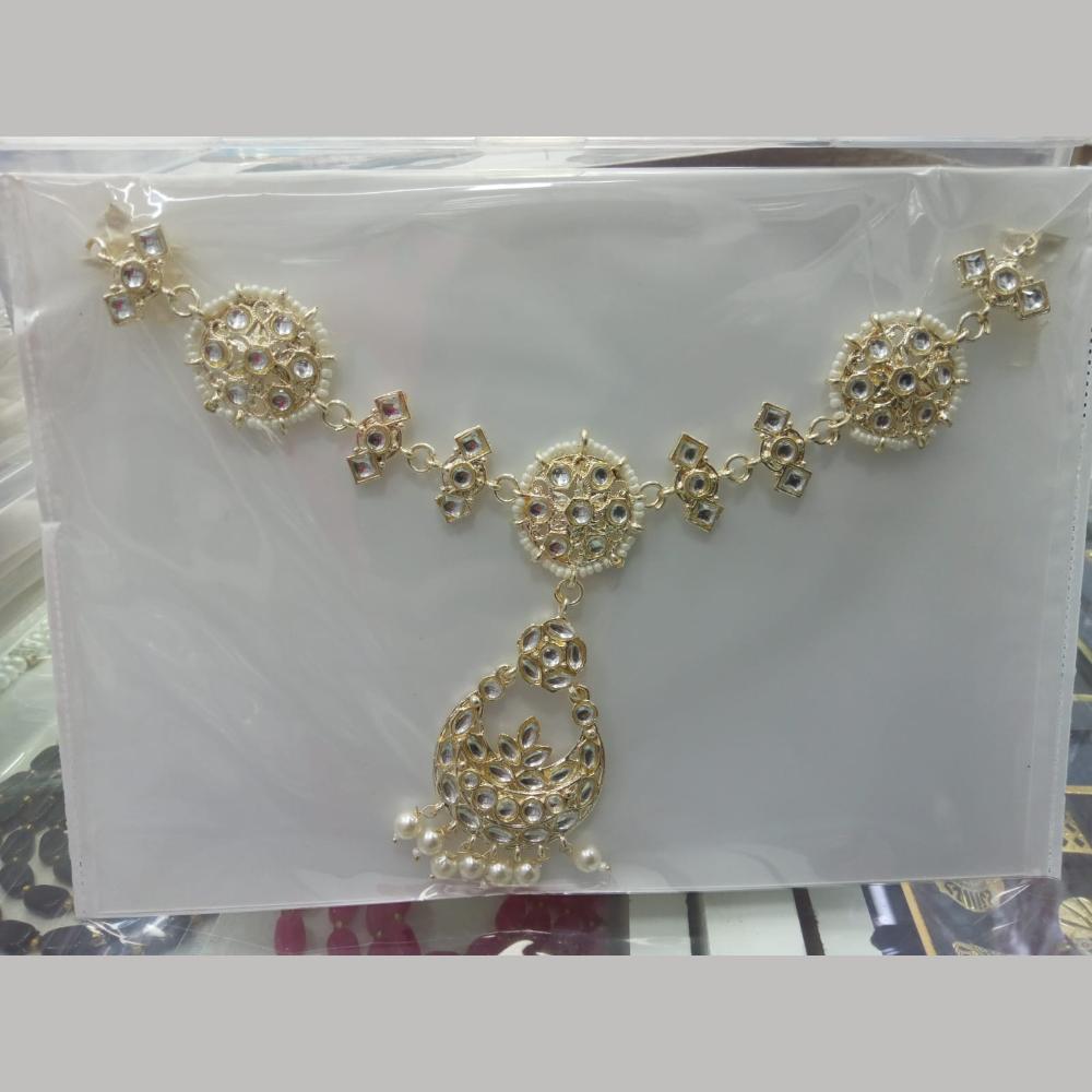 Manisha Jewellery Premium Kundan Stone And Pearl Damini Maangtikka