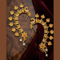 Manisha Jewellery Designer Earcuff Earrings With Sparkling Pota Stone And Pearl