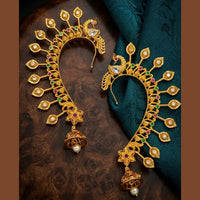 Manisha Jewellery Designer Earcuff Jhumki Earrings With Sparkling Pota Stone And Pearl