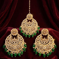 Manisha Jewellery Designer Crystal Stone Dangler Earrings with Matching Maangtikka