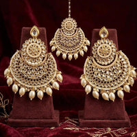 Manisha Jewellery Designer Crystal Stone Dangler Earrings with Matching Maangtikka