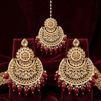Manisha Jewellery Designer Crystal Stone Dangler Earrings with Matching Maangtikka