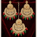 Manisha Jewellery Designer Crystal Stone Dangler Earrings with Matching Maangtikka