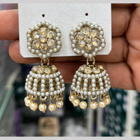 Manisha Crystal & Pearl Antique Gold Plated Jhumki Earrings