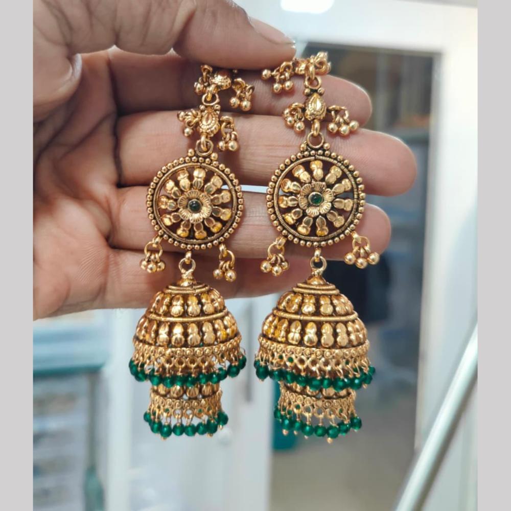 Manisha Gold Plated  Kan Chain Jhumki Earrings