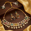 Manisha Gold Plated  Kundan Stone And Pearl Necklace Set