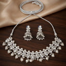 Manisha Silver  Plated  Kundan Stone And Beads Necklace Set