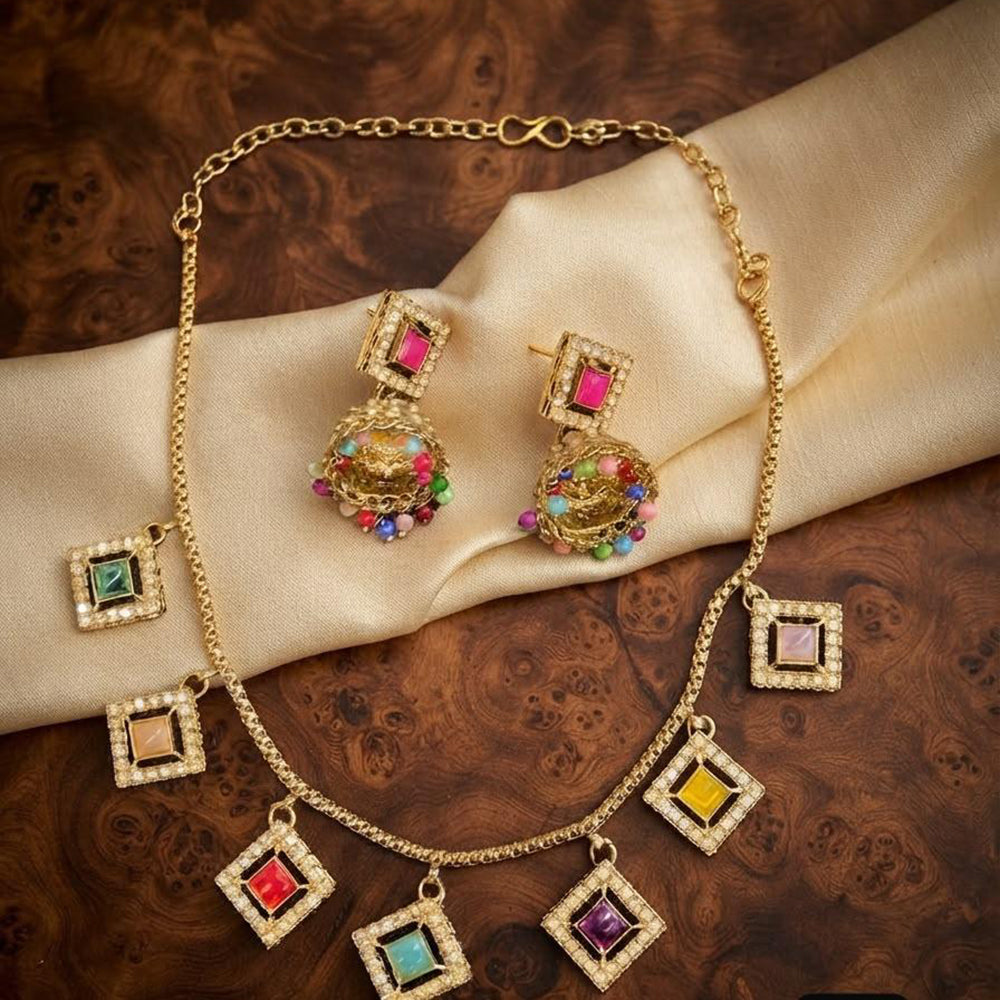 Manisha Gold Plated Crystal And Austrian Stone Necklace Set