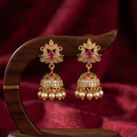 Manisha Jewellery Traditional Pota Stone And Pearl Jhumki Earrings 
