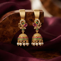Manisha Jewellery Traditional Pota Stone And Pearl Jhumki Earrings 