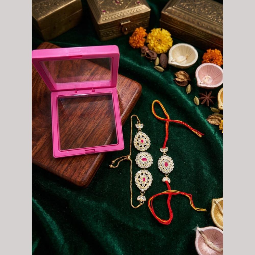 Manisha Jewellery Bhaiya And Bhabhi Kundan Stone Rakhi Combo