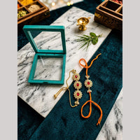 Manisha Jewellery Bhaiya And Bhabhi Kundan Stone Rakhi Combo