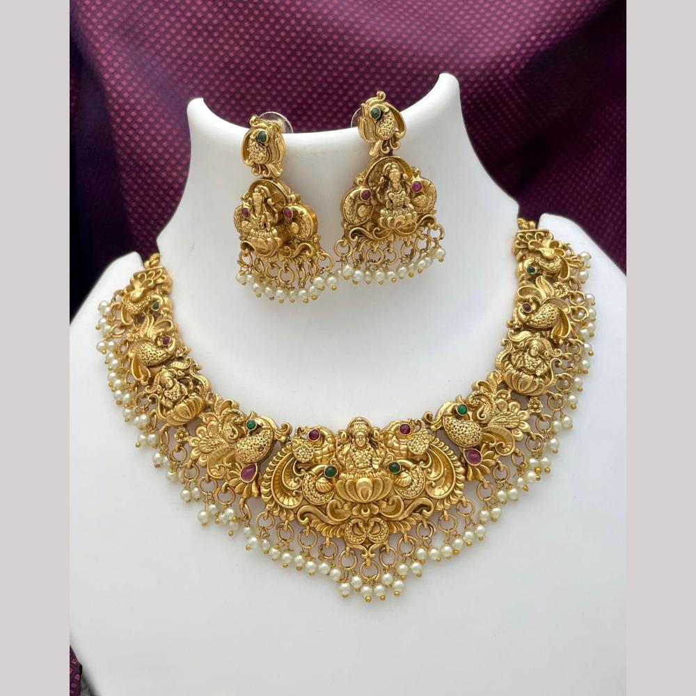 Manisha Jewellery Royal Pota Stone Temple Designer Necklace Set