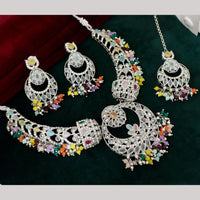 Manisha Silver Plated Kundan Stone And Beads Necklace Set