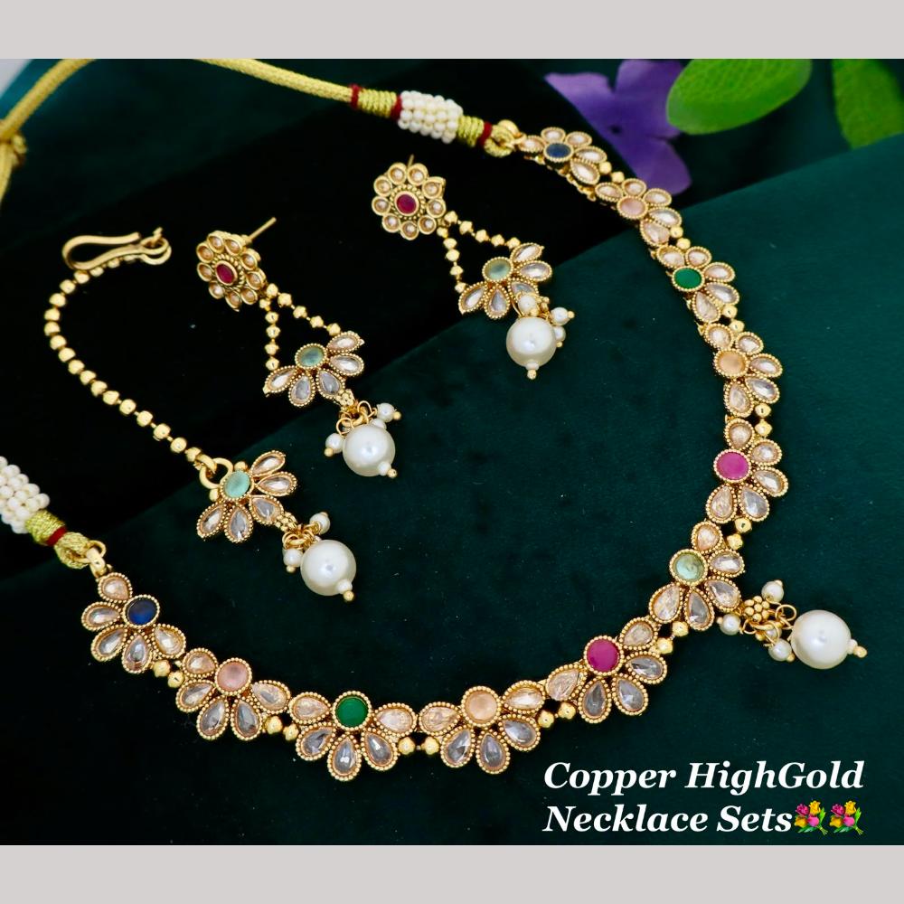 Manisha Gold Plated Crystal Stone And Pearl Necklace Set