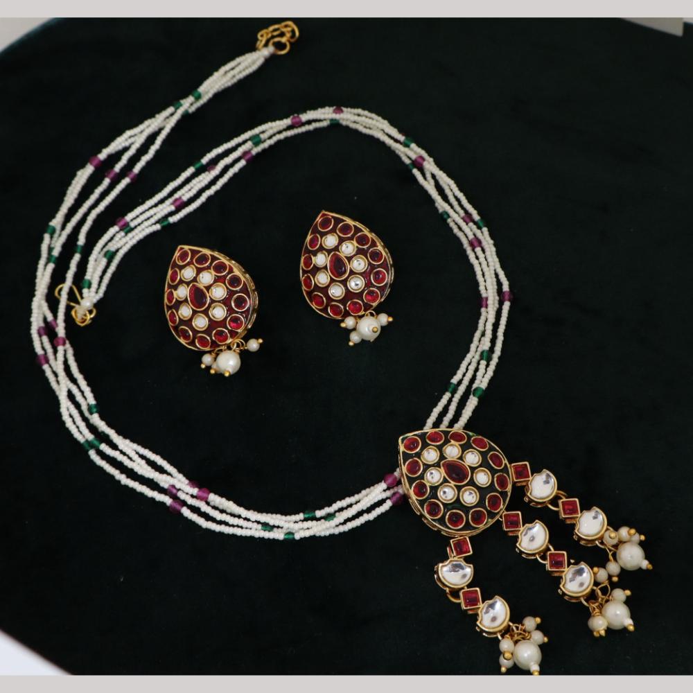Manisha Gold Plated Kundan And Pota Stone Necklace Set