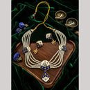 Manisha Gold Plated Austrian Stone And Meenakari Peacock Necklace Set