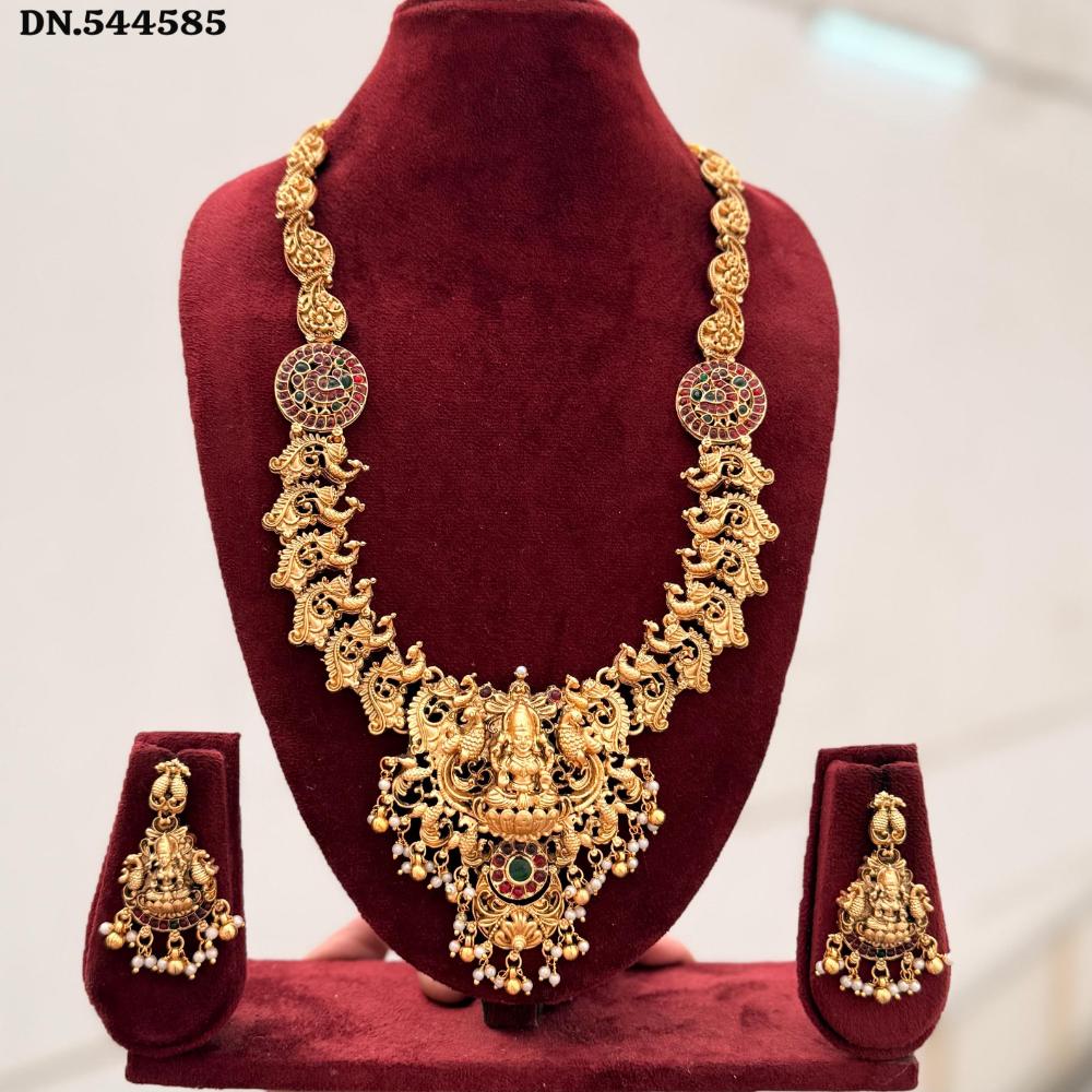 Manisha Jewellery Pota Stone Temple Long Necklace Set