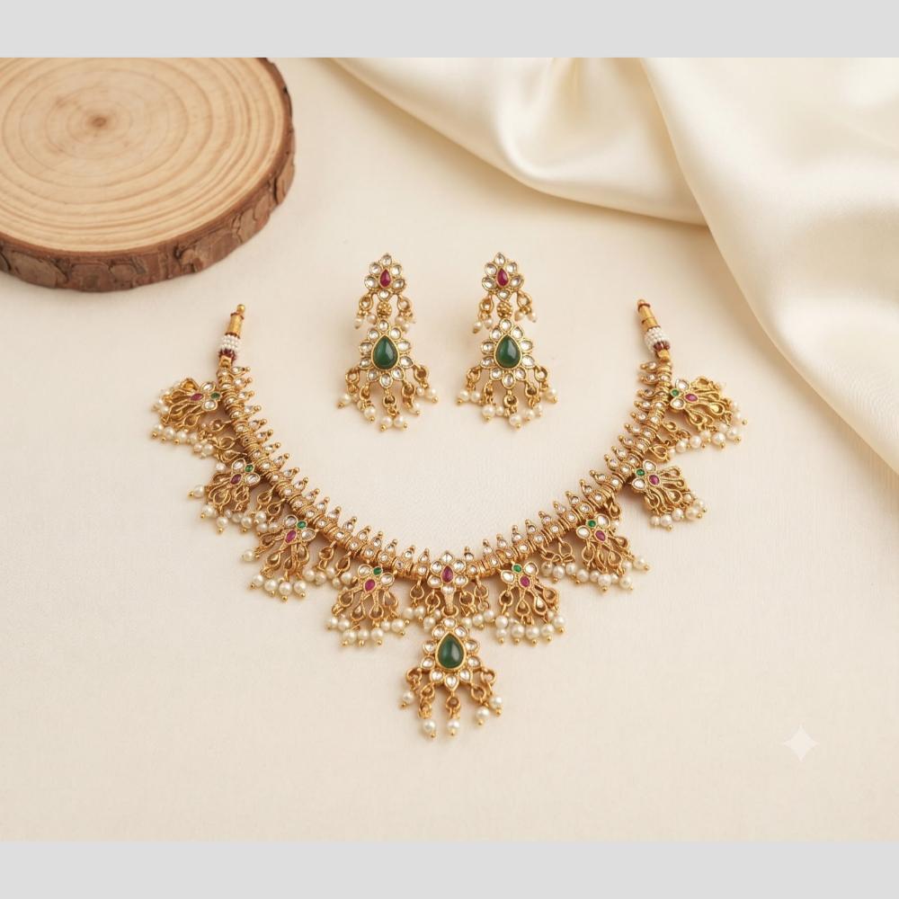 Manisha Jewellery Designer Pota Stone And Pearl Necklace Set for Modern Women