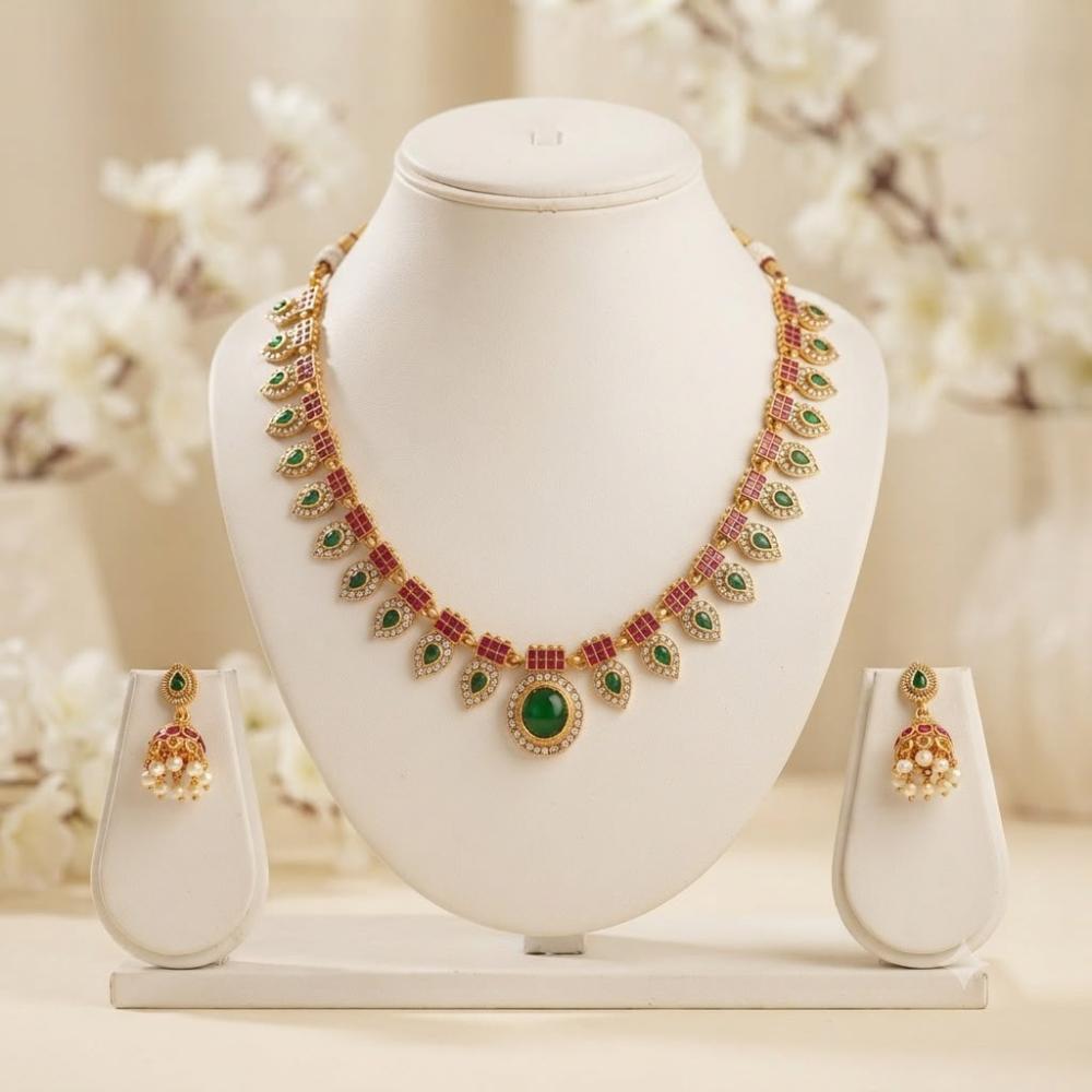 Manisha Jewellery Designer Pota Stone Necklace Set for Modern Women