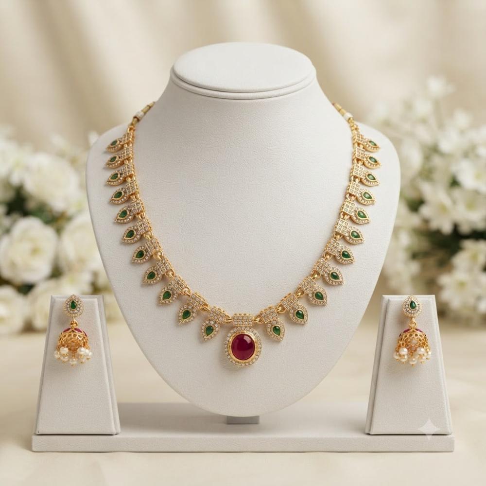Manisha Jewellery Designer Pota Stone Necklace Set for Modern Women