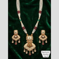 Manisha Jewellery Designer Pota Stone And Pearl Meenakari Long Necklace Set