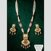 Manisha Jewellery Designer Pota Stone And Pearl Meenakari Long Necklace Set