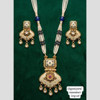 Manisha Jewellery Designer Pota Stone And Pearl Meenakari Long Necklace Set