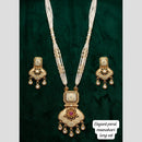 Manisha Jewellery Designer Pota Stone And Pearl Meenakari Long Necklace Set