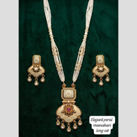 Manisha Jewellery Designer Pota Stone And Pearl Meenakari Long Necklace Set