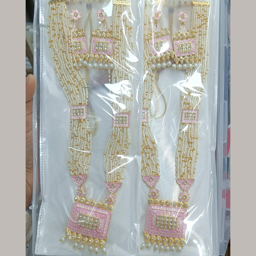Manisha Jewellery Designer Kundan Stone And Pearl Meenakari Long Necklace Set