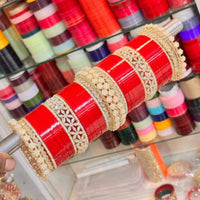 Manisha Jewellery Premium Acrylic Austrian Stone And Pearl Stylish Bangles Set