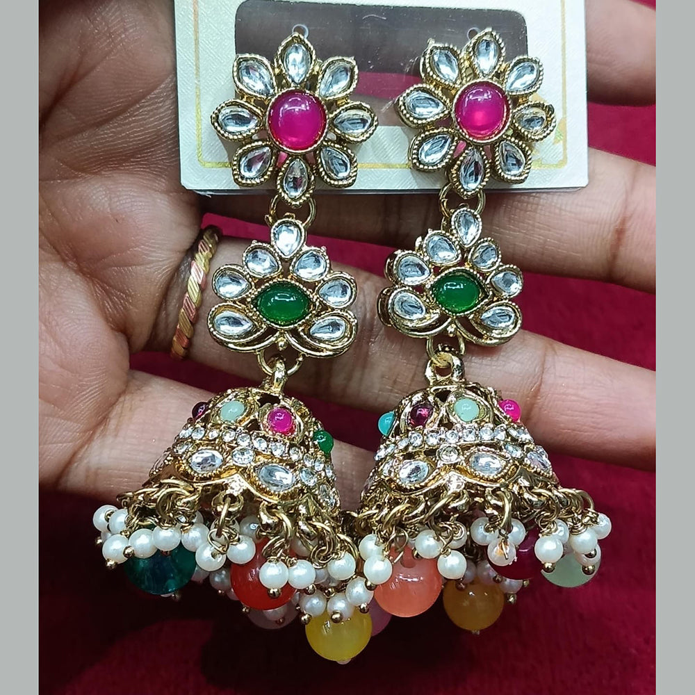 Manisha Jewellery Statement Pota Stone And Beads Jhumki Earrings